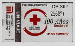 Boleto del Metro 100 años de Cruz Roja Mexicana
