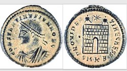 CONSTANTINE II AE3 Follis RIC VII 52, Campgate