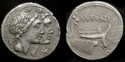 MN. FONTEIUS ROMAN REPUBLIC; GENS FONTEIA AR Denarius