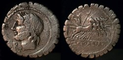 L. SCIPIO ASIAGENUS AR Serrate Denarius