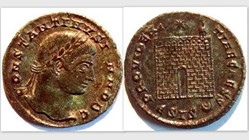 CONSTANTINE II AE3 Follis RIC VII 216, Campgate