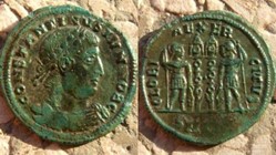 CONSTANTINE II AE3 RIC VII 184, GLORIA EXERCITVS