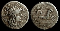 L COSCONIUS MF ROMAN REPUBLIC AR Denarius Serratus