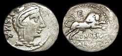 L. THORIUS BALBUS ROMAN REPUBLIC; GENS THORIA AR Denarius