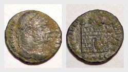 CONSTANTINE I AE3, RIC VII 153, Campgate