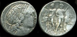 L MEMMIUS ROMAN REPUBLIC; GENS MEMMIA AR Denarius