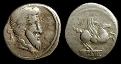 Q TITIUS ROMAN REPUBLIC; GENS TITIA AR Denarius