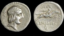 L CALPURNIUS PISO FRUGI ROMAN REPUBLIC AR Denarius