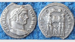 MAXIMIANUS AR Argentus, RIC VI 27b, Four Tetrarchs