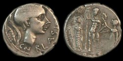 CN. BLASIO C. F. ROMAN REPUBLIC; GENS CORNELIA AR Denarius