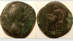 FAUSTINA I Sestertius RIC 1123, Cybele