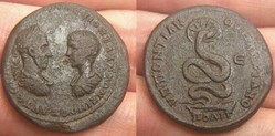 Macrinus Pentassarion AE28, Hr & J (2012) 6.24.22.6, Coiled Radiate Serpent