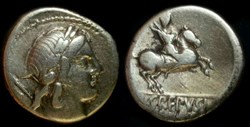 PUB CREPUSIUS ROMAN REPUBLIC; GENS CREPUSIA AR Denarius