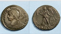 CONSTANTINOPOLIS COMMEMORATIVE AE3, RIC 241, Victory