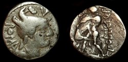 C POBLICIUS QF  ROMAN REPUBLIC; GENS POBLICIA AR Serratus Denarius