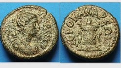 Hierocaesareia Civic Issue AE 15 BMC 7, Flaming Altar