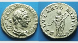 ELAGABALUS Denarius RIC 137, Salus