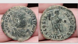 THEODOSIUS I AE2, RIC 68b, GLORIA ROMANORVM