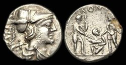 TI VETURIUS ROMAN REPUBLIC; GENS VETURIA AR Denarius
