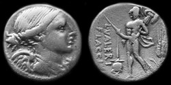 L VALERIUS FLACCUS ROMAN REPUBLIC; GENS VALERIA AR Denarius