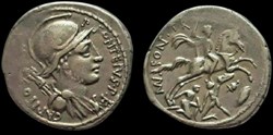 P FONTEIUS P F CAPITO ROMAN REPUBLIC; GENS FONTEIA AR Denarius