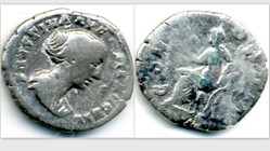 FAUSTINA II Denarius RIC 502a, Concordia
