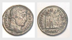 CONSTANTINE I AE3, RIC VII 90,B, Campgate