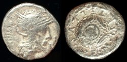 M. CAECILIUS Q.f. Q.n. METELLUS AR DENARIUS