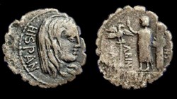 A. POSTUMIUS A.F. SP.N. ALBINUS ROMAN REPUBLIC; GENS POSTUMIA   AR Denarius