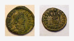 THEODOSIUS I AE4, RIC 39b, Victory