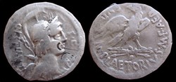 M. PLAETORIUS M.F. CESTIANUS ROMAN REPUBLIC; GENS PLAETORIA AR Denarius