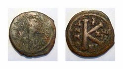 JUSTINIAN I AE Half Follis SB 0203, Large K