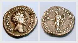 MARCUS AURELIUS Denarius RIC 70, Providentia