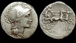 C.CLAUDIUS PULCHER ROMAN REPUBLIC; GENS CLAUDIA AR Denarius