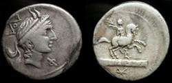 L PHILIPPUS ROMAN REPUBLIC; GENS MARCIA AR Denarius