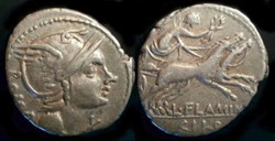 L. FLAMINIUS CHILO ROMAN REPUBLIC; GENS FLAMINIA AR Denarius