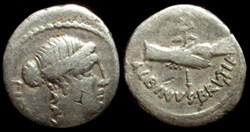 D. JUNIUS ALBINUS; GENS POSTUMIA AR Denarius