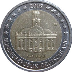 2009 - 2 euros F - Allemagne - Commémorative Le land de la Sarre et la Ludwigskirche de Sarrebruck