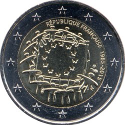 2015 -2 euros - France - commémorative 30e anniversaire du drapeau de l'Union Européenne (1985-2015)