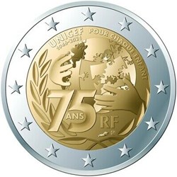 2021 - 2 euros - France - commémorative 75e anniversaire de la création de l'Unicef