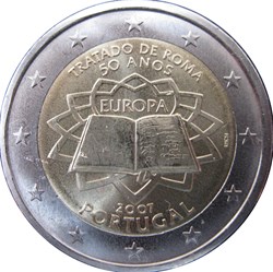 2007 - 2 euros - portugal - Commémorative 50e anniversaire de la signature du Traité de Rome
