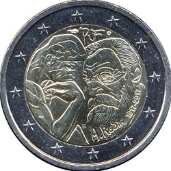 2017 -2 euros - France - commémorative Centenaire du décès du sculpteur français Auguste Rodin