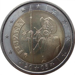 2005 - 2 euros - Espagne - Commémorative 400e anniversaire de la première édition de Don Quichotte