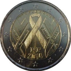 2014 - France - 2 euros commémorative 20e anniversaire du Sidaction (1994-2014).