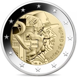 2020 - 2 euros - France - commémorative Charles de Gaulle