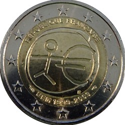 2009 - 2 euros - France - commémorative 10e anniversaire de l'Union économique et monétaire