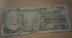 Billete Generalitat de Cataluña  2'50