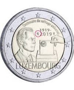 2 euros centenaire du suffrage Luxembourg 2019 UNC