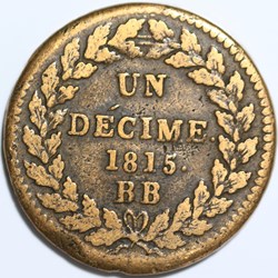 1 décime à l'L couronnée 1815