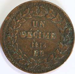 1décime à l'N couronnée 1814